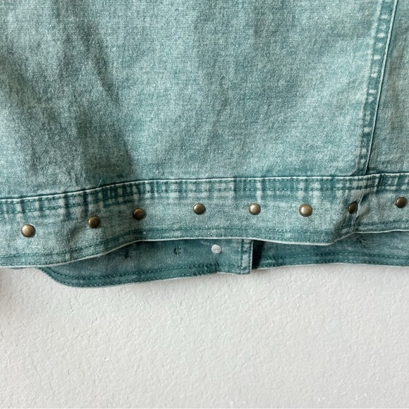Vintage DG2 by Diane Gilman Green Denim Studded embellished Y2K Jean Vest Sz 3X - Picture 12 of 12